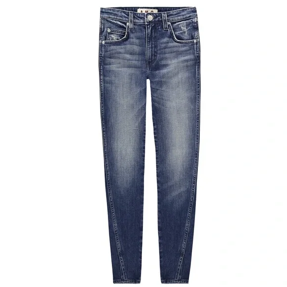 AMO High Rise Twist Crop Blue Jeans in Sweetheart